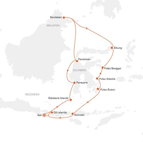 Map for Unknown Indonesia: Kingdom of a Thousand Islands Cruise