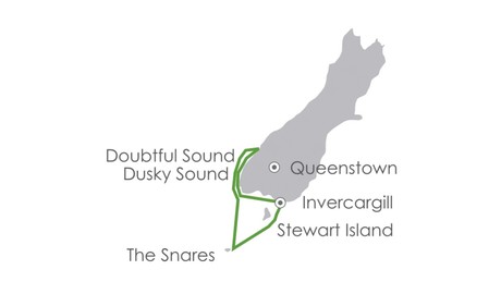Map for Unseen Fiordland, Stewart Island & the Snares