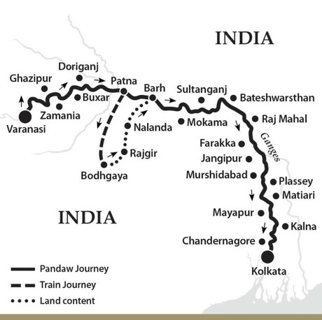 Map for The Upper Ganges River (Downstream)