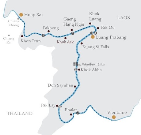 Map for Upper Mekong and Laos - 10 Days