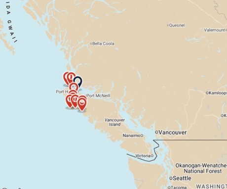 Map for Vancouver Island’s Wild Side Supervoyage