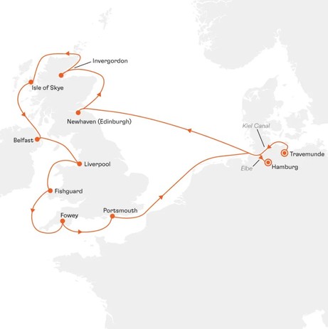 Map for Very British: Beatles, Belfast and Black Tea Cruise