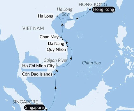 Map for Vietnamese Shores Luxury Small Ship Cruise