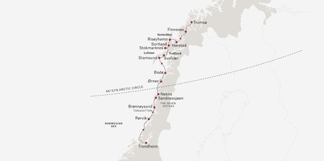 Map for Viking Capital to the Arctic Capital - Norway Cruise