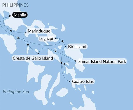 Map for Secrets of the Visayas Archipelago Luxury Small Ship Cruise