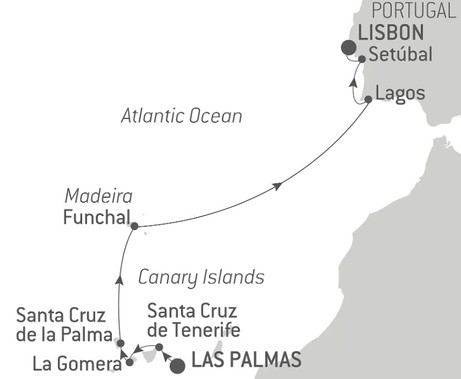 Map for Volcanic Islands and Historic Cities of the North Atlantic in Luxury