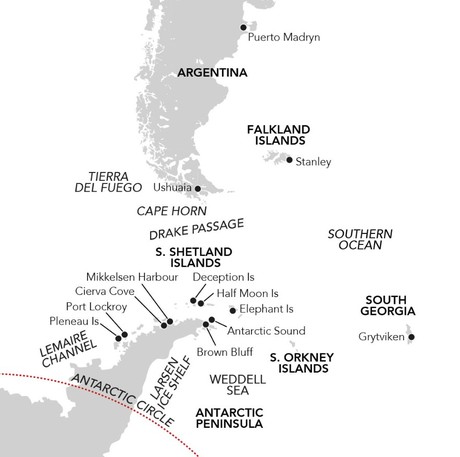Map for In the Wake of Shackleton with Island Sky
