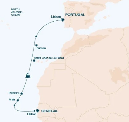 Map for West Africa Coast & Atlantic Islands Cruise
