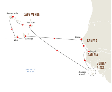 Map for West African Archipelago Expedition: Cape Verde & Bissagos Island Cruise