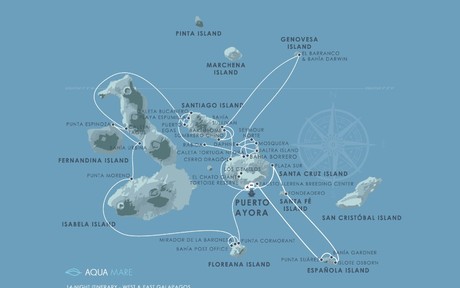 Map for West & East Galapagos Expedition Cruise