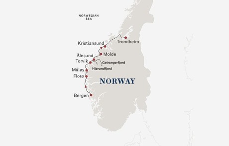 Map for West Fjords to the Viking Capital - Norway Expedition Cruise