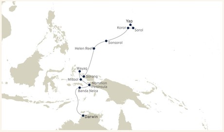 Map for West Papua, Raja Ampat & Micronesia Cruise