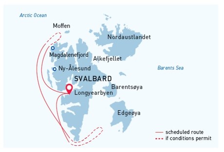 Map for West Svalbard Expedition Cruise