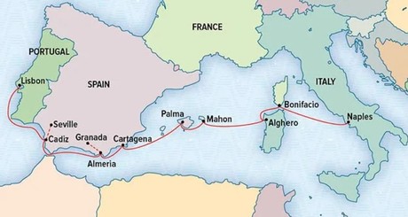 Map for Sailing the Western Mediterranean: Spain to Corsica aboard Sea Cloud