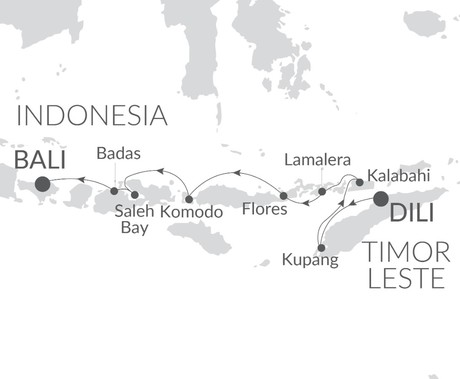 Map for Encounters with Whale Sharks, Dragons and Mystic Cultures - Indonesia Luxury Cruise