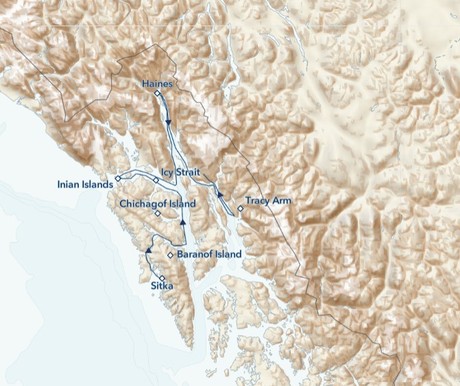 Map for Wild Alaska Escape: Haines, the Inian Islands, and Tracy Arm Fjord
