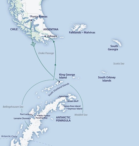 Map for Wild Antarctica Expedition in 2025