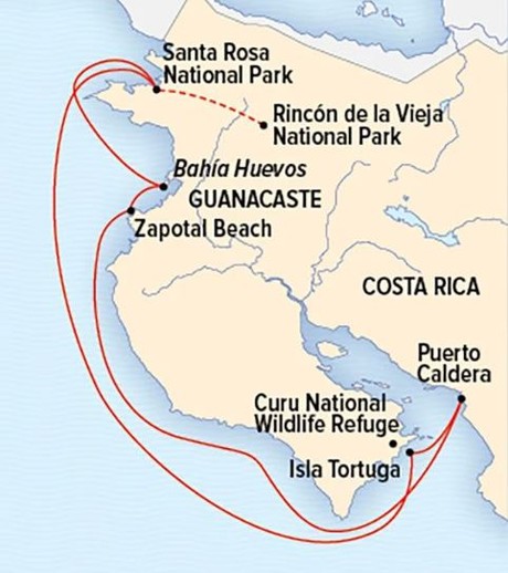 Map for Wild Costa Rica Escape: Guanacaste’s Coral Reefs & Volcanic Peaks