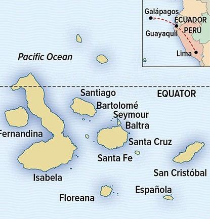 Map for Wild Galápagos & Peru Escape