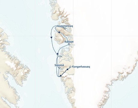 Map for Wild Greenland Escape Expedition Cruise