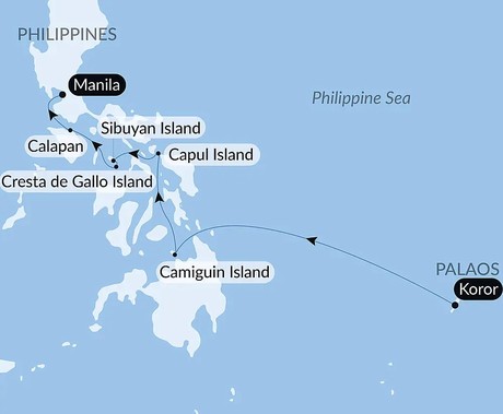 Map for Wild Islands and Philippine Horizons Small Ship Cruise