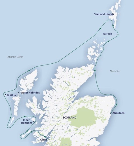 Map for Wild Scotland aboard Greg Mortimer