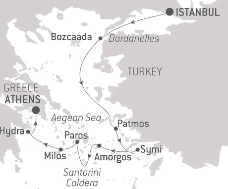 Map for Antique Wonders of the Aegean - Turkey & Greece Luxury Cruise