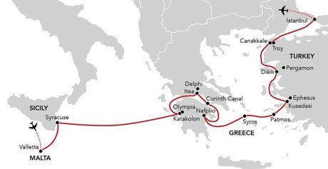 Map for Wonders of the Ancient World - A Voyage from Malta to Istanbul