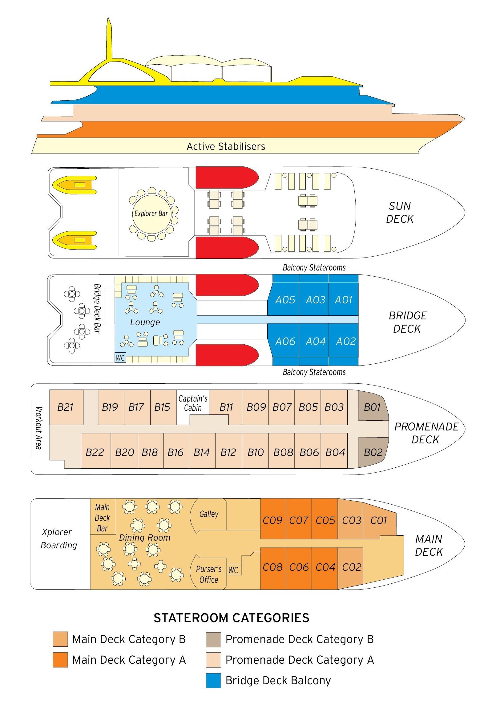 Cabin layout for Coral Discoverer