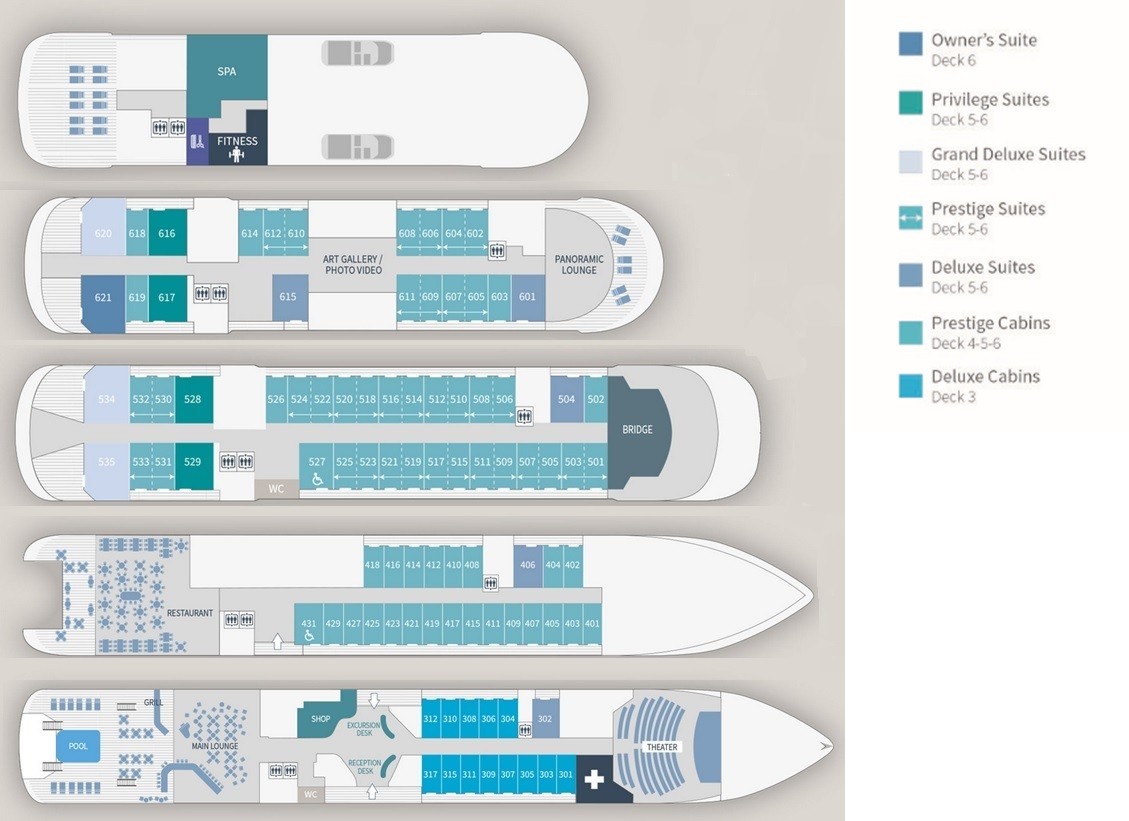 Cabin layout for Le Bougainville