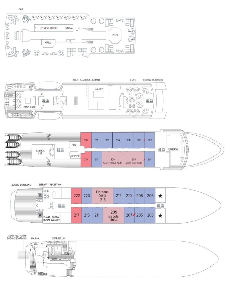 Cabin layout for National Geographic Islander II