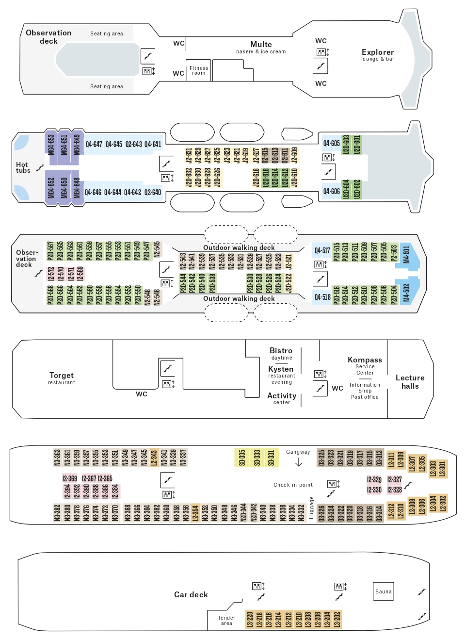 Cabin layout for Nordlys
