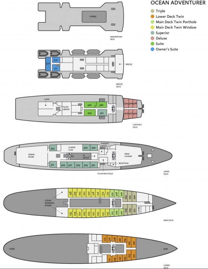 Cabin layout for Ocean Adventurer