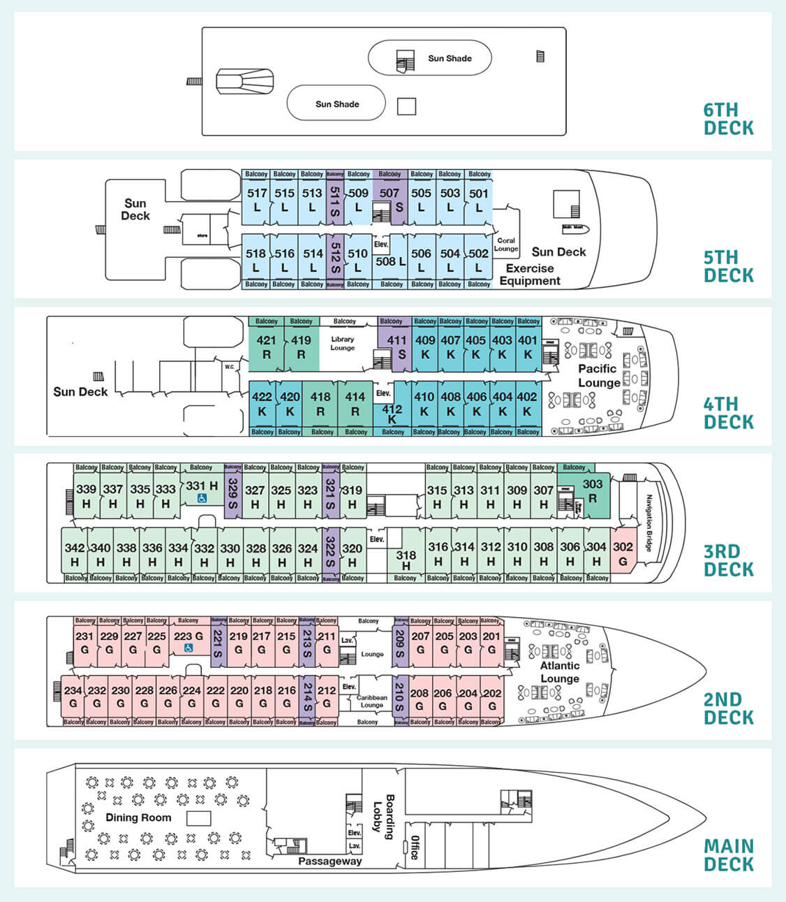 Cabin layout for Pearl Mist